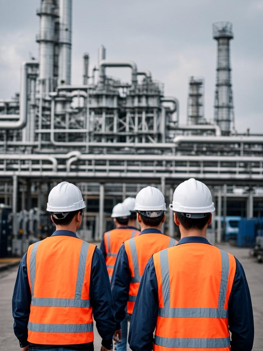 Construction safety team on industrial site